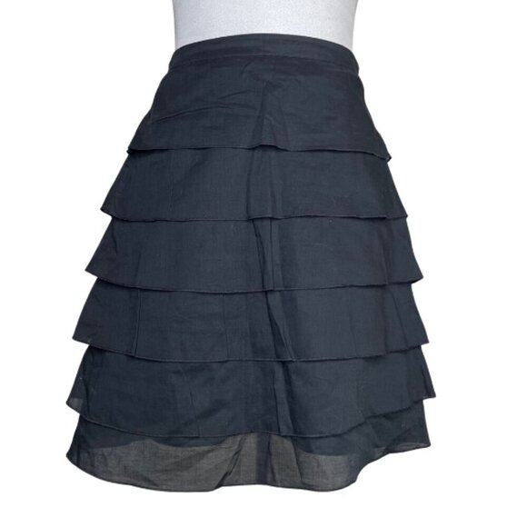 Ann Taylor Women's Tiered Cotton Black Layered Sheath Career Business A Line Zip - Picture 1 of 7